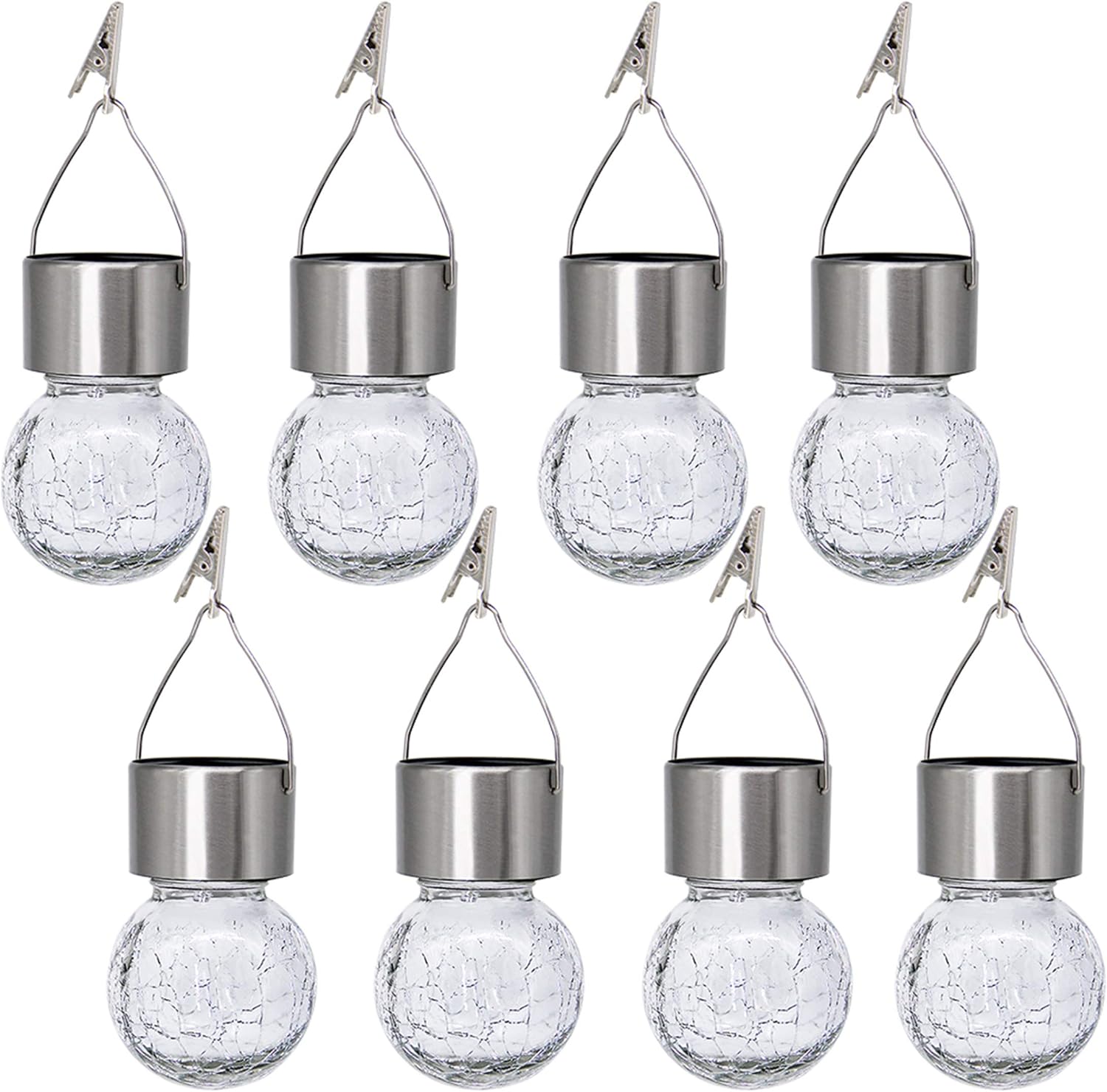 53087 - MAGGIFT 8 Pack Solar Hanging Ball Lights with Umbrella Clips USA